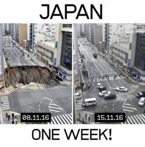 【海外】「世界は日本を見習おう」道路陥没事故の復旧作業をたった1週間で終えた日本に海外衝撃!