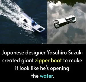 【海外】日本人デザイナーが考案した水面を開くジッパー型ボートが面白すぎたw