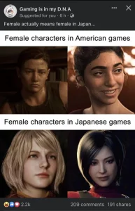 【海外】「日本の方がいい!」洋ゲーと和ゲーの女性キャラのデザインの差が酷すぎると海外で話題に!
