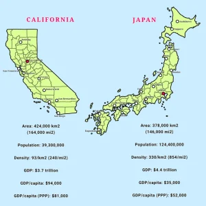 【海外】「カリフォルニア州と日本の面積を比べてみた」→「日本ってこんなにデカかったのか...」