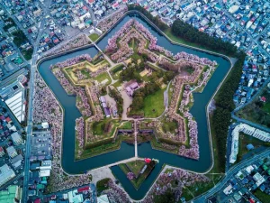 【海外】「日本は美しすぎる!」ピンクに染まった星形の要塞『五稜郭』が海外を魅了!