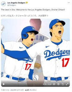 【海外】「超クールなアニメだ!」大谷獲得のドジャース、日本の文化で喜びを表現!
