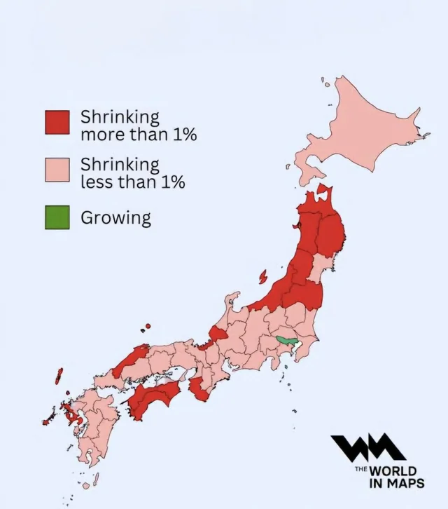 【海外】「都道府県別日本の年間人口減少率がこちら」